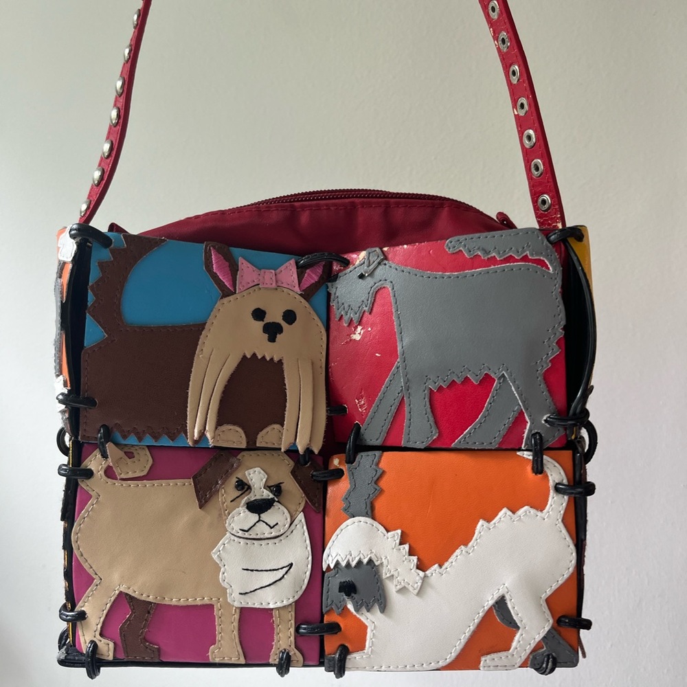 Michael Simon Leather Dog Patchwork Bag - image 2